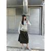 Fashionable Street Casual Shell Button Off-shoulder Long-sleeve High-stretch T-shirt