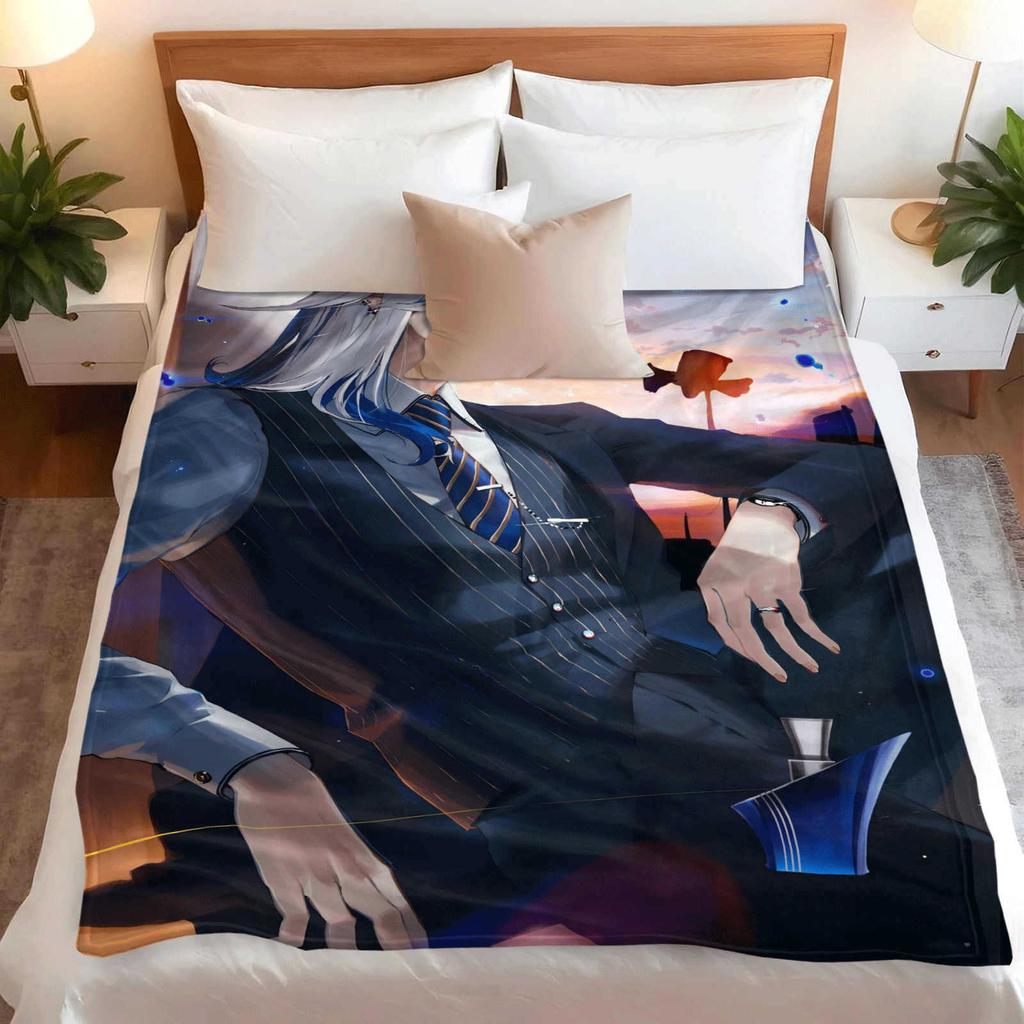 Game Genshin Impact Neuvillette Nap Blanket Warmth Soft Air Conditioning Otaku Flannel Blanket Multifunctional Decor Blankets