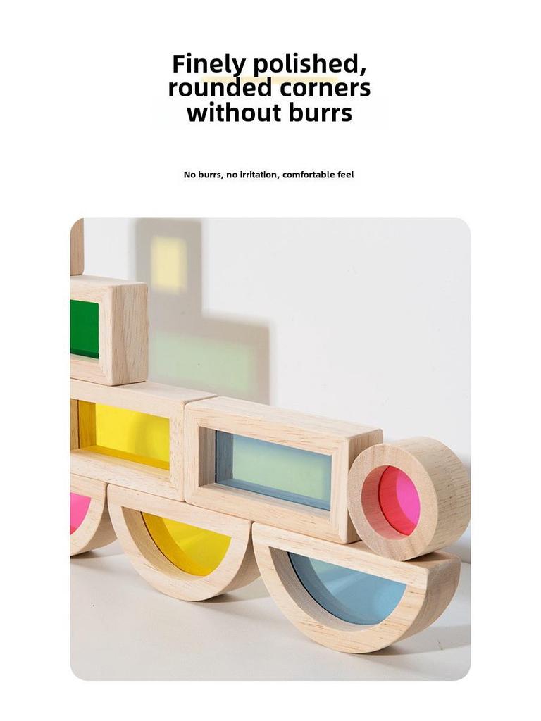 Montessori Colorful Acrylic Translucent Blocks for Light Sensory Play & Kindergarten Teaching