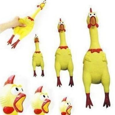 17cm Yellow Screaming Rubber Chicken Toy Pressure Relief Squeak Squeaker Gift