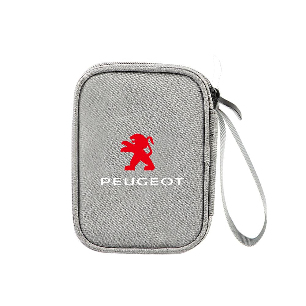

2026 Hot Car Sticker Portable Car Travel Key Driving License Headset USB Storage Bag Waterproof Storage Bag For Peugeot 207 3008
