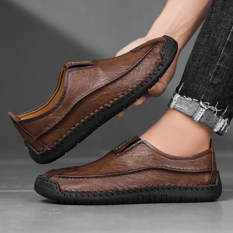 Handmade Genuine Leather Men's Casual Shoes Comfortable Moccasins Men Business Flats Shoes Driving Shoes