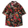 Women Retro Hong Kong Style Floral Print Short Sleeve Shirt Plus Size Hawaiian Vacation Casual Beach Blouse For Summer