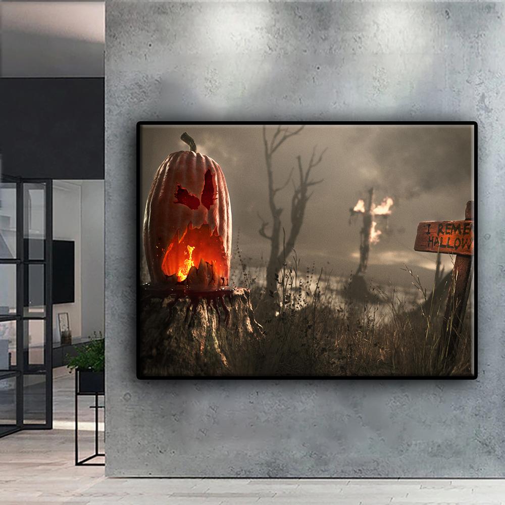 Diamond Painting Halloween Pumpkin And Witch Castle Embroidery Cross Stitch Rhinestone Home Decor