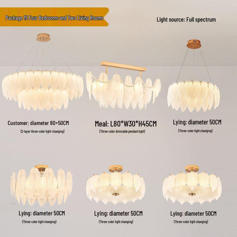 Modern French Cream Feather Pearl Chandelier - Stylish Post-Modern Living Room and Bedroom Lighting