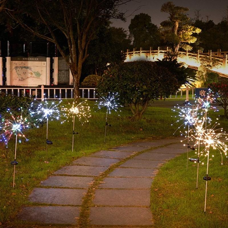 Solar-Feuerwerk-Erdspießleuchten IP65 Wasserdichte Löwenzahn-Fee-Lampe Outdoor-Gartendeko für Hofweg Rasenbeleuchtung