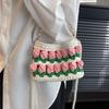 Tulip handmade DIY woven bag, cloth strip material bag, homemade pearl portable messenger bag, gift for girlfriend