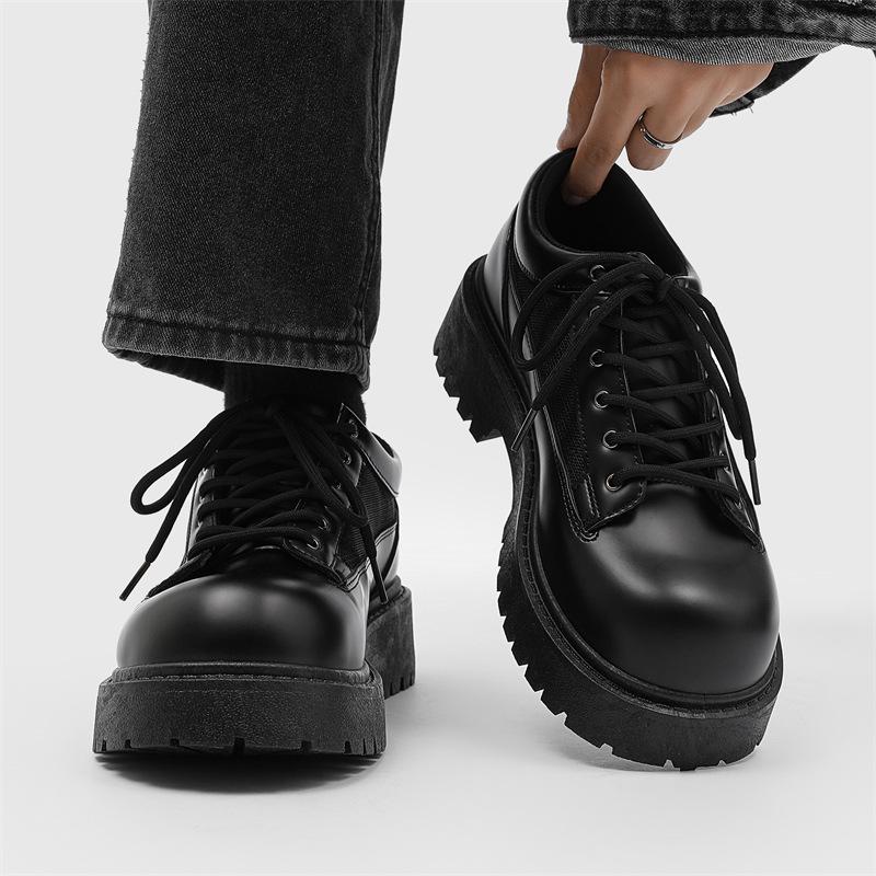 

Men s British Style Height Increasing Derby Shoes - Black Leather, Thick Sole, Casual or Wedding Wear 42