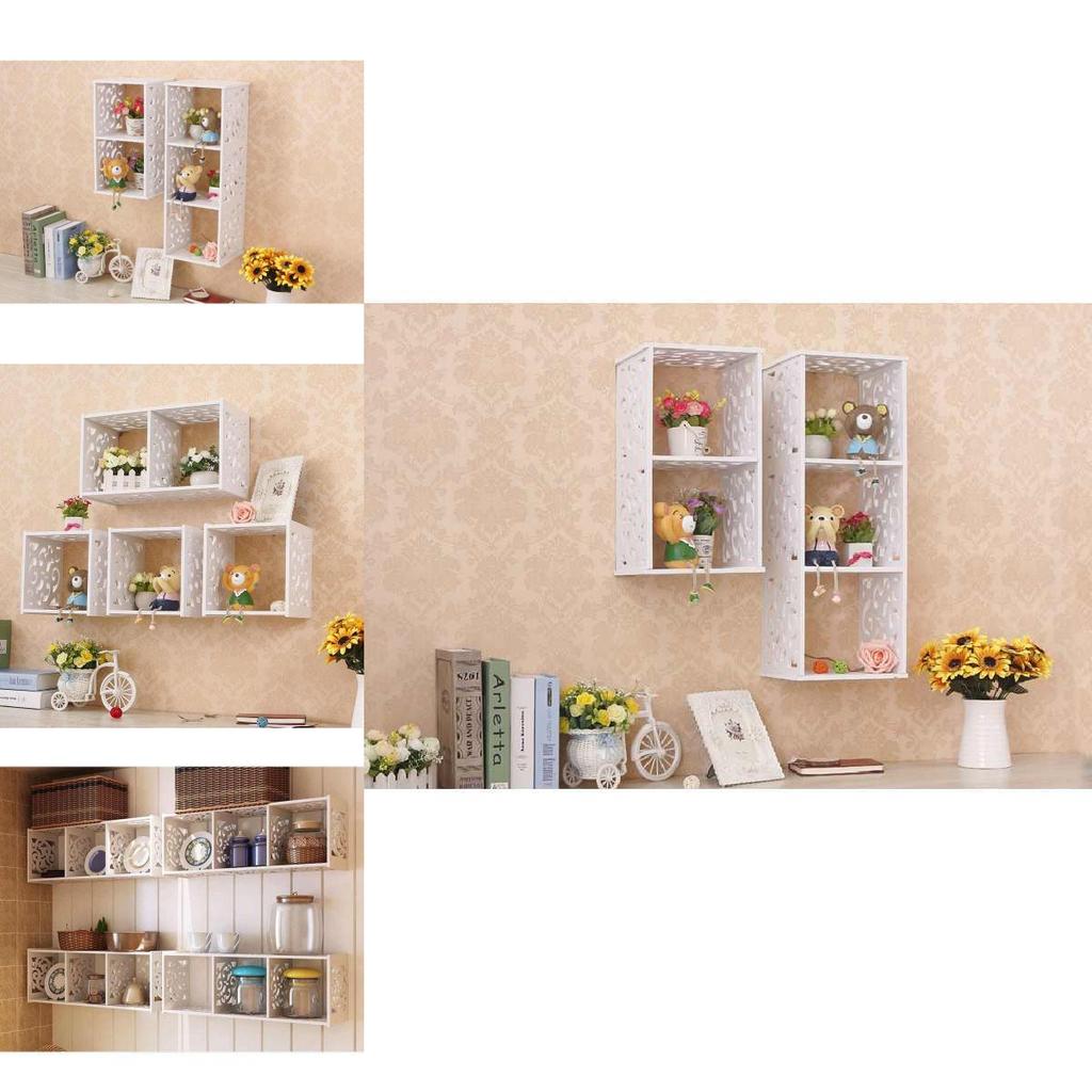 Organizador de Parede Criativo com Painéis de Madeira para Armazenamento e Decoração de Quarto