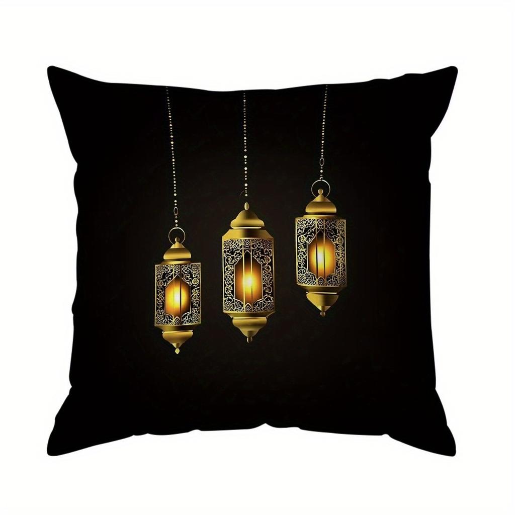 Ramadan Themed Crescent  Lantern Pillow Covers Pattern Cushion Cover Suitable For Sofa Bedroom Car Pillow Cover