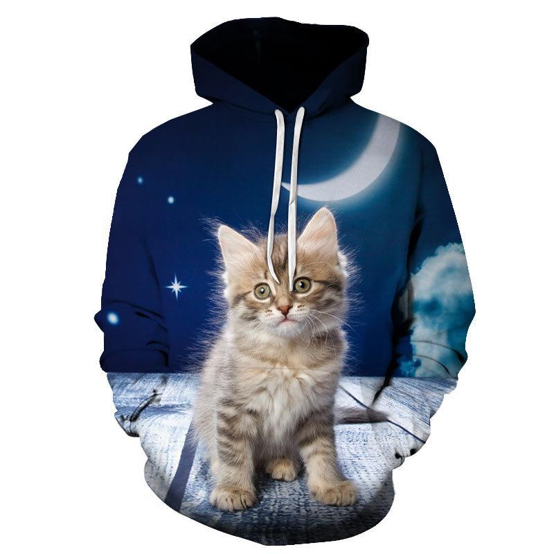 Neues Super Süßes 3D Katzen Kapuzensweatshirt Für Männer Und Frauen DIY Kapuzen Herbst Junge Und Mädchen Tier Weißes Street Outfit Pullover