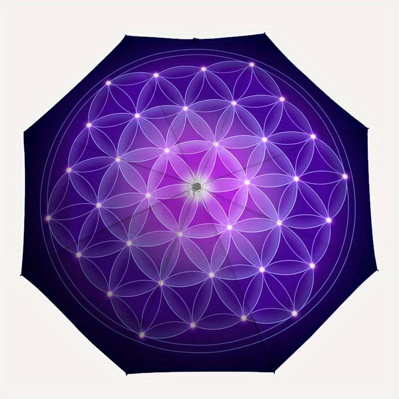 Flower of Life Sacred Geometry StickerUmbrella, Portable 3-Fold Compact Umbrella,Christmas Gift ES434