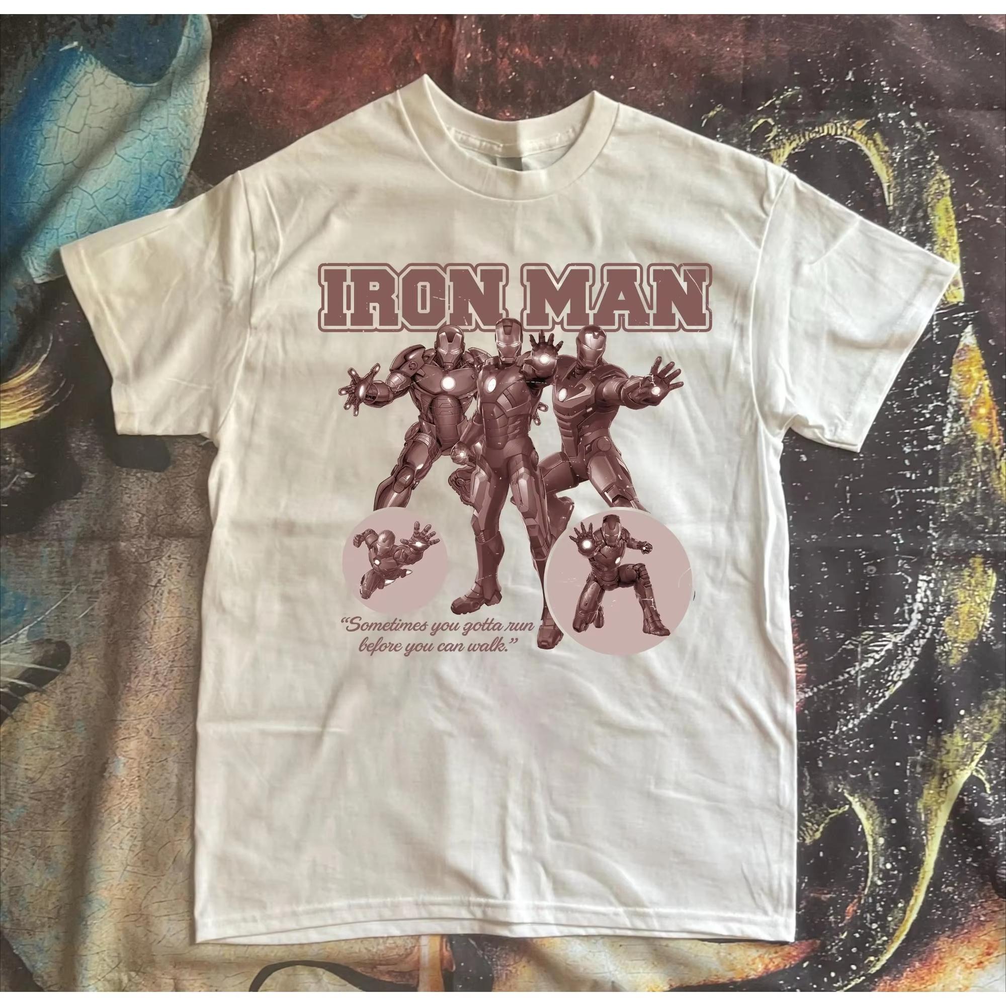 2026 new Retro Iron Unisex Tony Stark pattern Tshirt  Unisexs retro Marvel superhero print Tshirt S