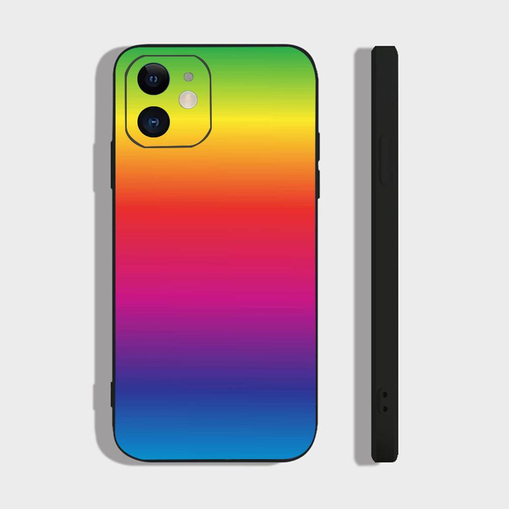 Rainbow Phone Case For IPhone 17 Air 16 15 14 13 Pro Max 11 12 Black Silicone Cover
