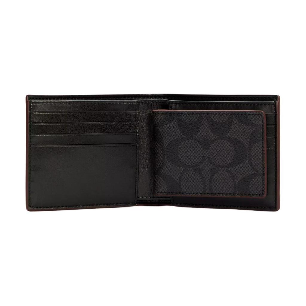 Coach 3 In 1 Wallet 11 Classic Monogram Coated Canvas Set Men Wallets Black CS434-N3A