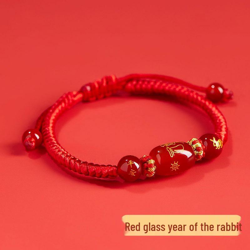 2026 Year of the Horse Zodiac Red Rope Bracelet - Women's/Men's Tai Sui Protective Charm for Horse, Rat, Ox, Rabbit Signs