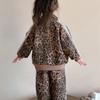 Spring Autumn Girls'  Kids Leopard Pattern Suit Coat+trousers Pants Sets Comfortable Cute Baby Clothes Children Clothing Sportswear Two-piece Set