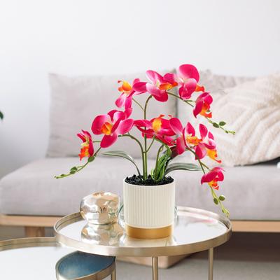 3 Heads Artificial Butterfly Orchid Bonsai Simulation Fake Potted Plants For Home Bedroom Living