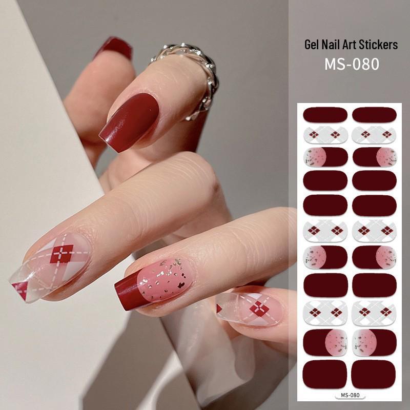 New Style Red Book Gel Nail Stickers: Semi-Western, Korean No-Bake Nail Art