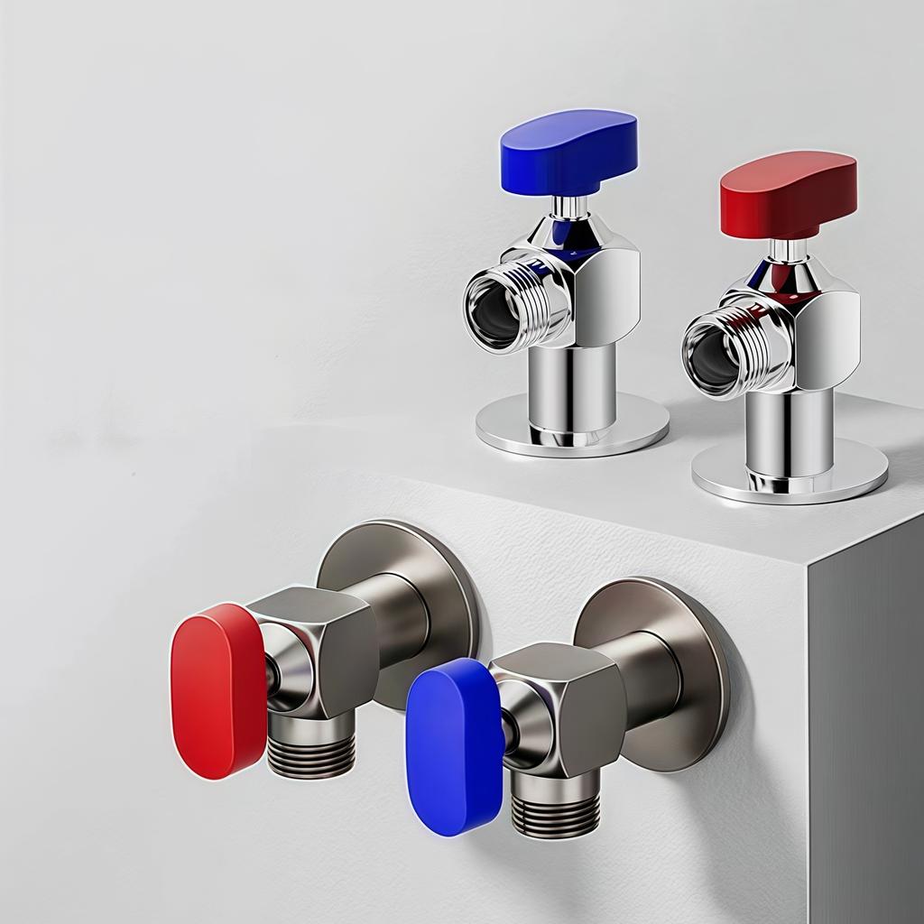 All Copper Thicken Angle Valve Ball Core Hot and Cold Triangle Switch G1/2 4 Points Water Heater Toilet Large Flow Ball Valve