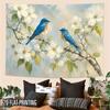 2D Flat, 2D Flat Print 1pc Tapestry Bluebirds on Blossom Branch Wall Hanging Photo Booth Backdrop Suitable for Parties, Decor, Themed Events, Photogra