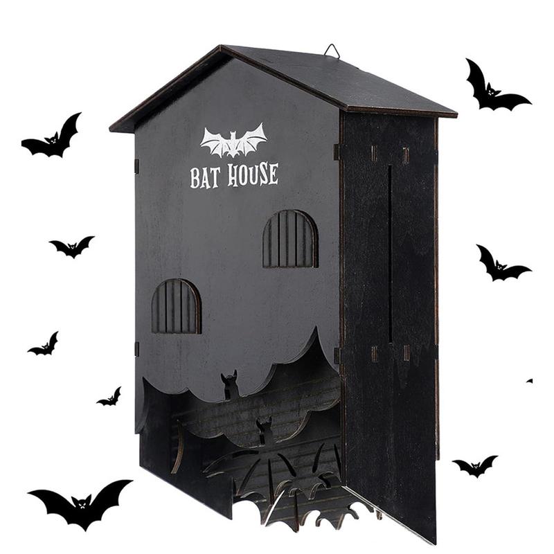 Wooden Bats House Three Chamber Bats Box Stable Decoration Professional Wall Hanging for Garden Land and Roost Yard Outdoor