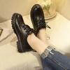 Black Classics Leather Platform Loafers Woman British Style Thick Heels Oxfords Shoes Women College Gothic Shoes Mujer