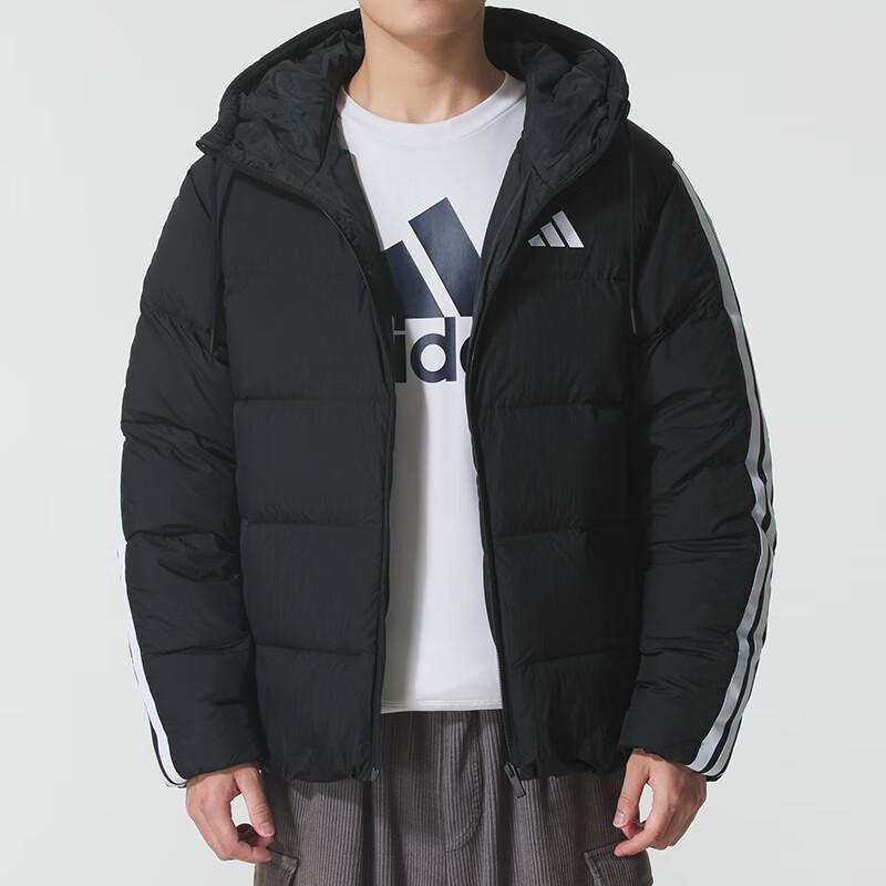 adidas ESSENTIALS 3 Stripes Down Jacket Men's Black KH3987
