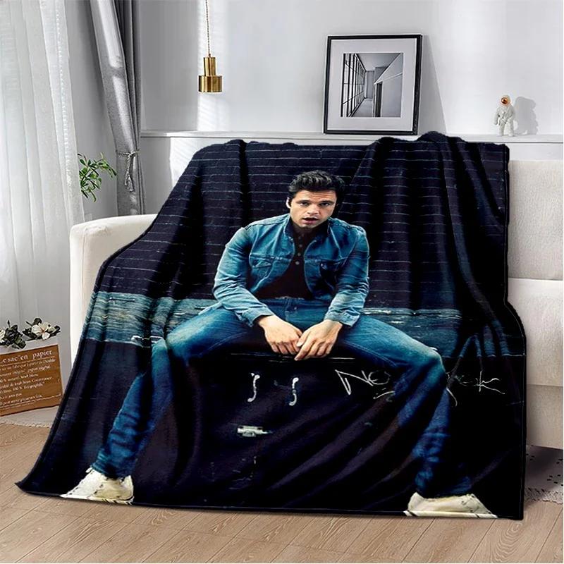 3D Sebastian Stan Handsome Actro Soft Flannel Blanket for Bed Bedroom Sofa Picnic,Throw Blanket for Cover Office Gift Kids