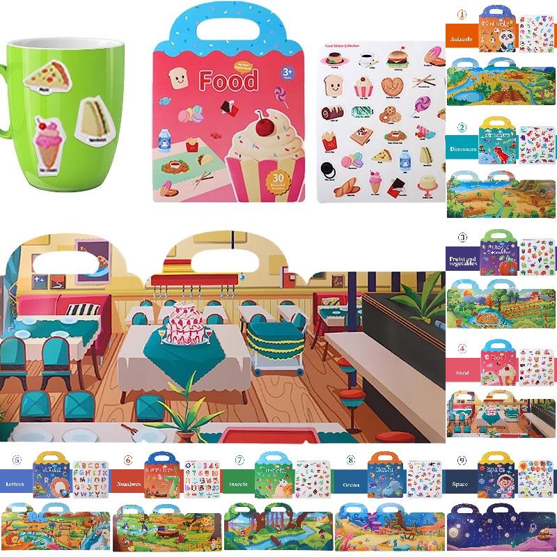 Early Education Sticker Book Develop Concentration With Reusable Stickers Of Animals Dinosaurs And Ocean Scenes