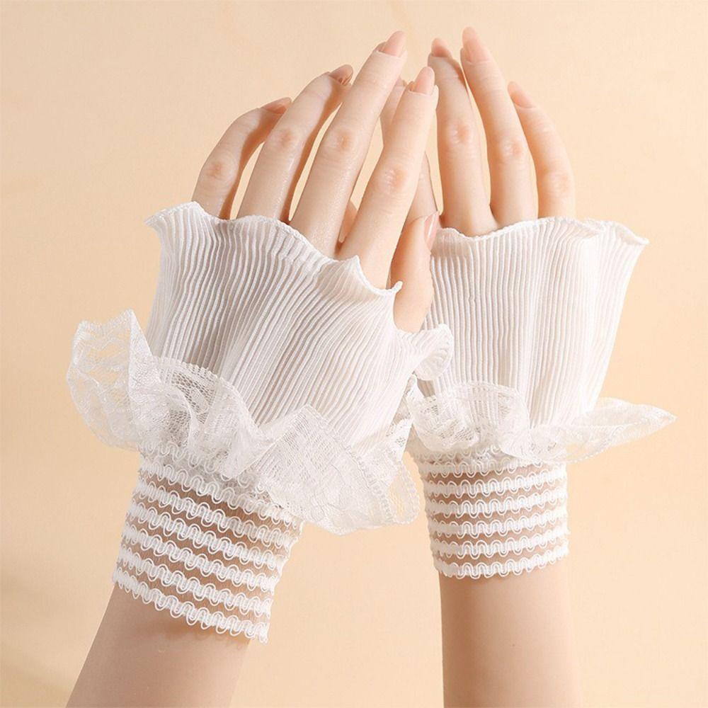 Multilayer Ruffle False Sleeve Cuffs White Black Wrist Cuff New Sweater Cuffs