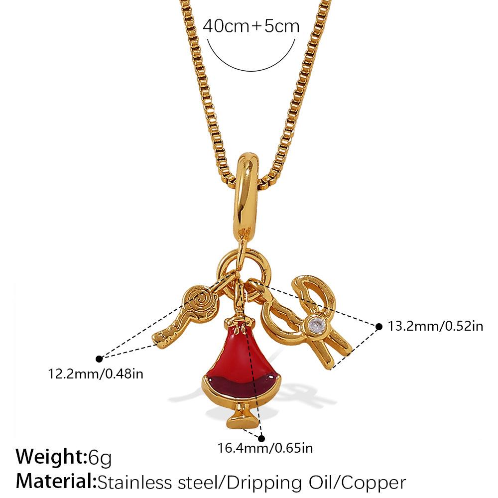 Retro Style Cartoon DIY High Heels Pendant Necklace Stainless Steel Gold-plated Premium Versatile Jewelry Women