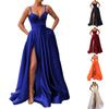 Lady Dress Side Slit A-Line Satin Sleeveless Spaghetti Straps Banquet Dress for Parties