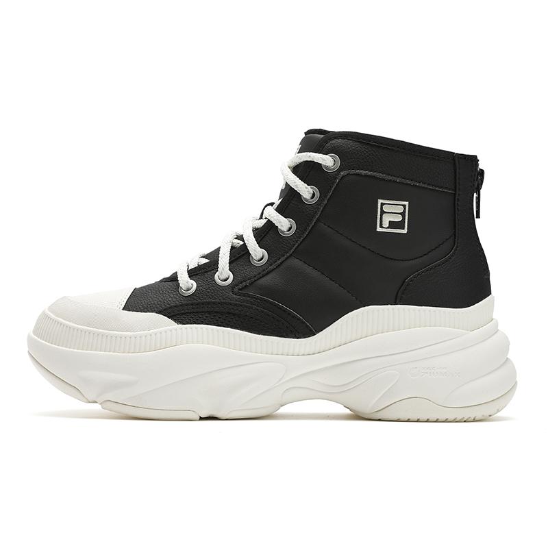 New FILA BREAD Wear Resistant Mid Top Chunky Sneakers Women's Black White F12W441114FBG
