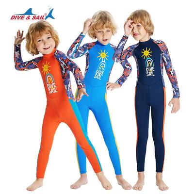Boys' UPF50+ Long-Sleeve Quick-Dry Swimsuit for Training & Hot Springs