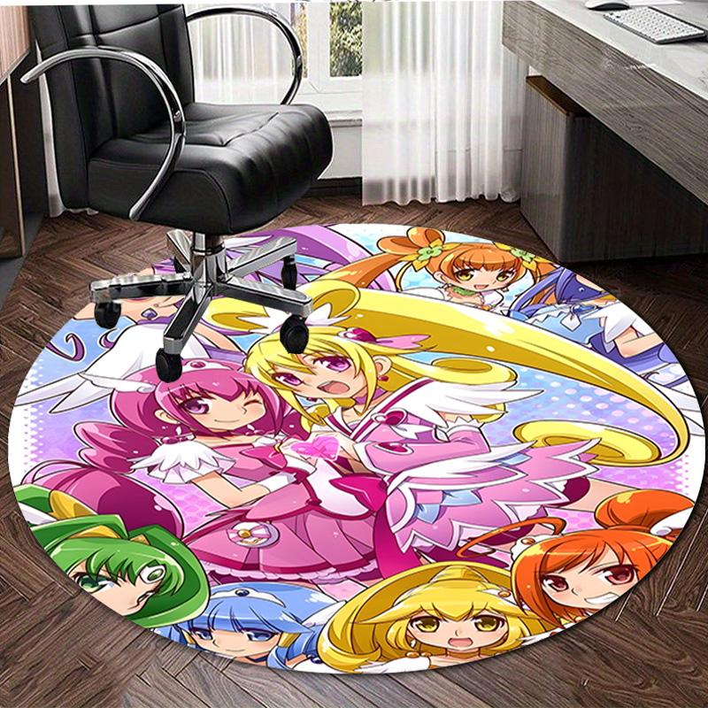 1pc Pretty Cure1 Design Printed Area Round Carpet for Bedroom Living Room Home Decor Rugs Mat Non Slip Mat Rug for Bedside