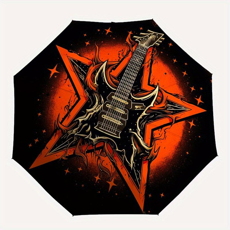"Electric Guitar Starburst Design T Shirt" Umbrella   Cute Umbrella with Cute Design, Portable 3 Fold Compact Umbrella for Men & Women,S366