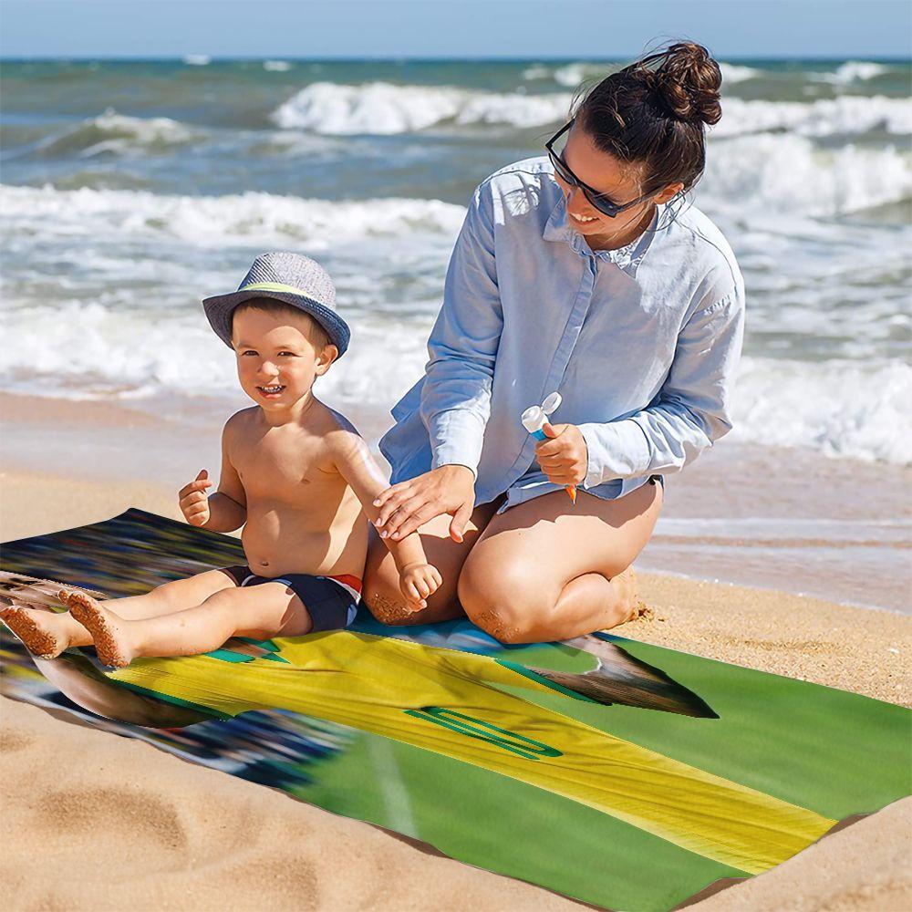Yellow Green Jersey Athlete Print Beach Towel Pool Towel Camping Towel Bath Towel Blanket Sports Party Holiday Towel