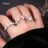 Französisches Temperament Zirkon Geometrischer offener Perlenring Zeigefingerring Exquisiter Schmuck
