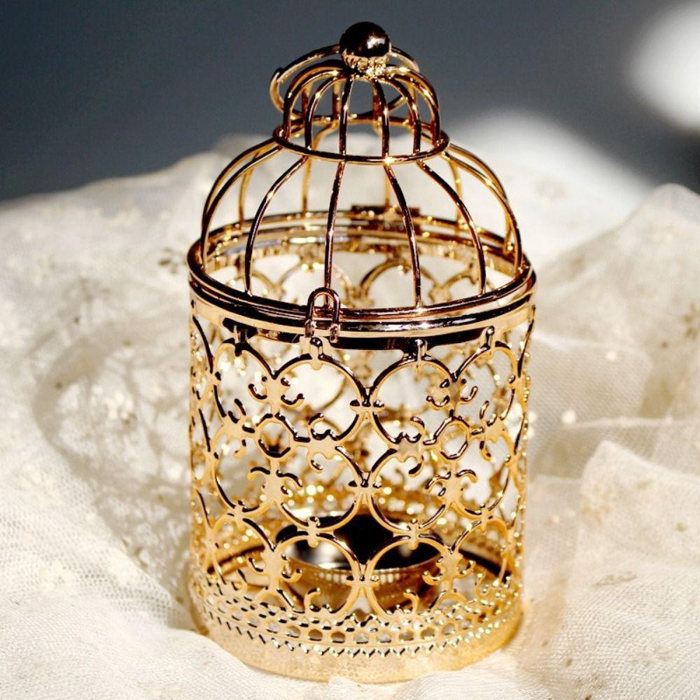 Birdcage Shape Bird Cage Candle Holder Iron Art Decorative Bird Lantern Tealight Exquisite Metal Candlestick Home Decor
