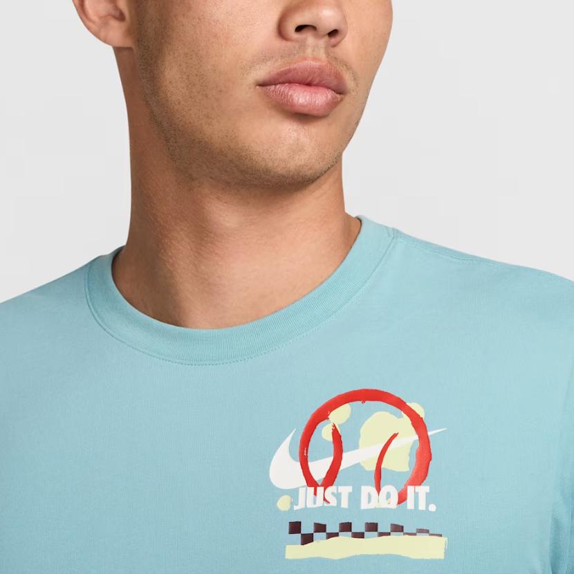 Nike Dri-FIT Logo Print Round Neck Pullover Short Sleeve T-Shirt Men T-Shirts Denim-Green Turquoise FZ8112-464