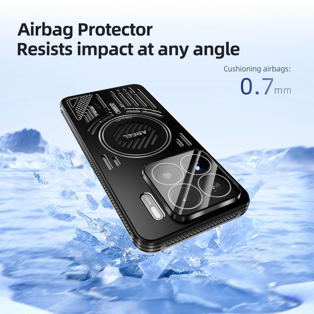 ABEEL For Xiaomi 15S Pro Magnetic Case Aluminium Alloy+PC+TPU Hollow Heat Dissipation Phone Cover
