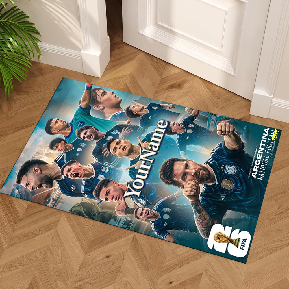 Messi Customize Your Name Area Rug Design for Outdoor Entryway Kitchen Living Rooms Anti-slip Rug Anime Office Decor Perfect Gift for Women/Men