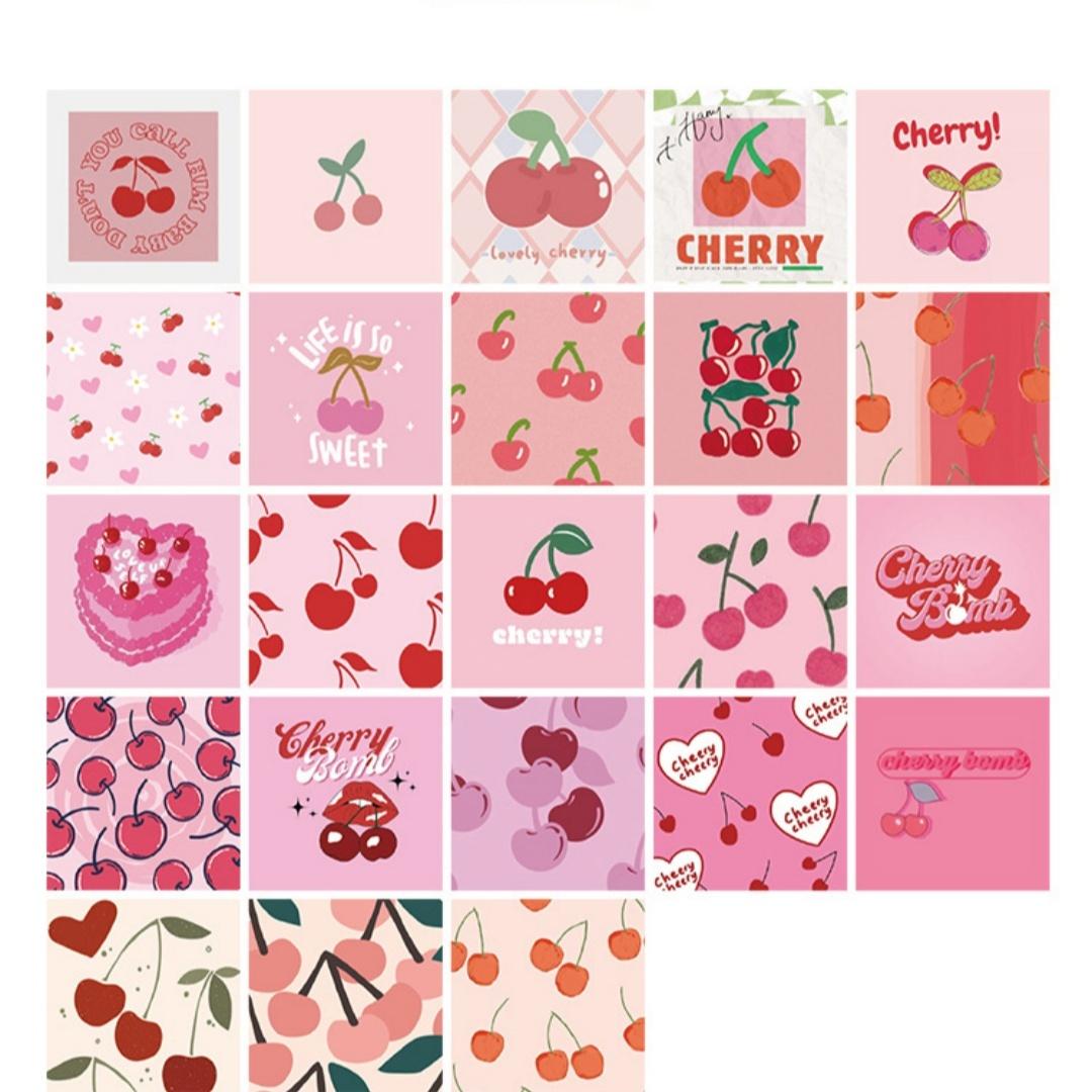 

46 шт./Коробка Мультяшные Милые Наклейки с Вишней, Фруктовые Наклейки для Дневника, Наклейки для Багажа, Блокнота, Наушников, Чашки, Бутылки для Воды розовый