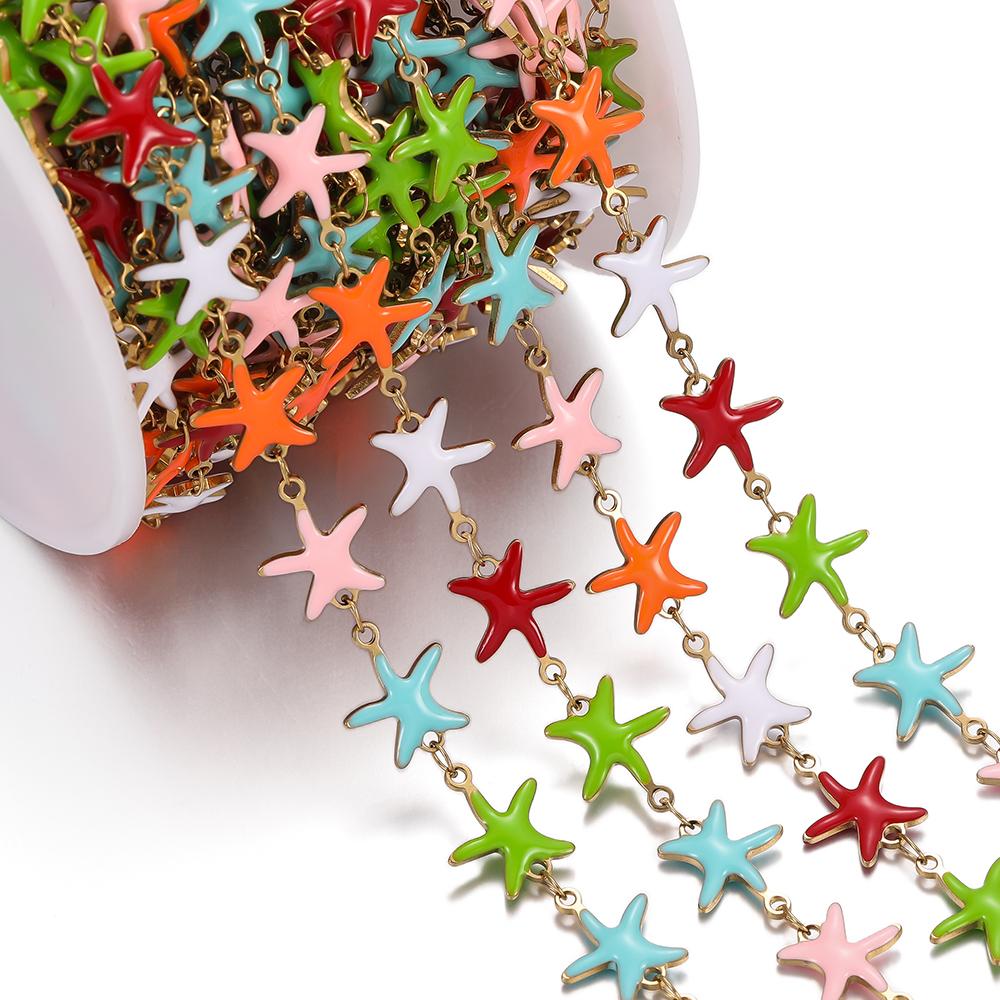0.5m Colored Stainless Steel Enamel Chains Ocean Style Handmade Chains for DIY Bracelet Waist Chain Jewelry Making Chain