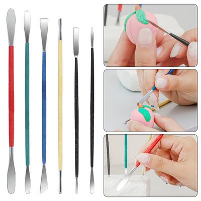 6pcs/set Texture Ceramics Detail Sculpting Hole Puncher Polymer Clay Brush DIY Pottery Modeling Hole Punch Clay Sculpture Tools