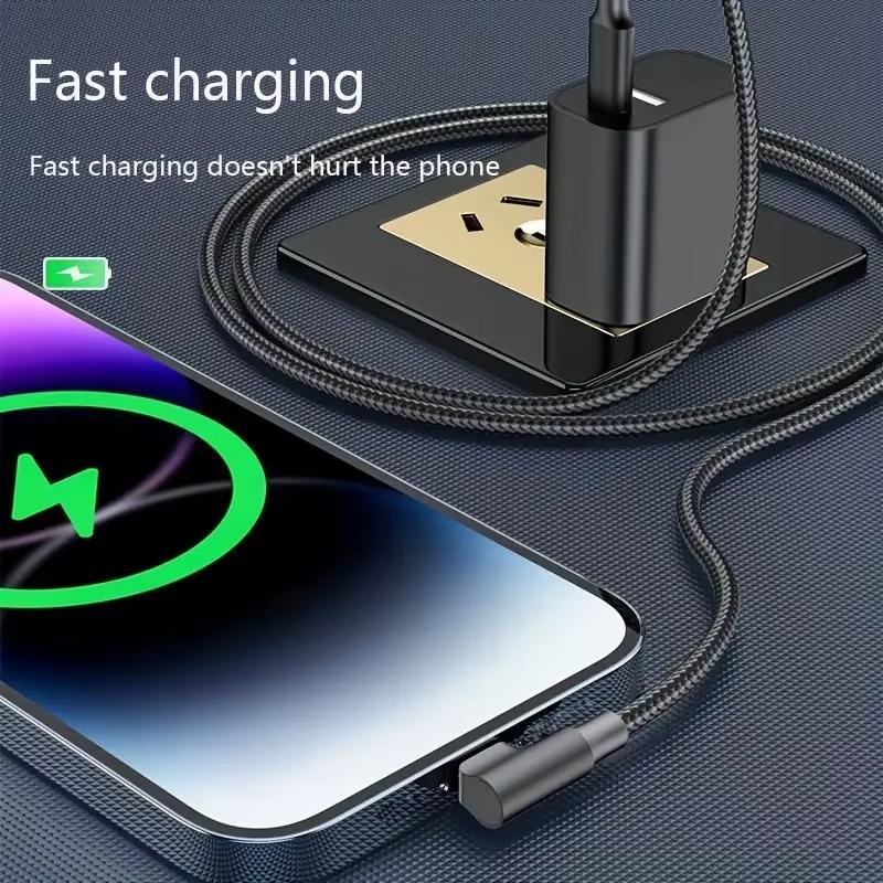 90° Elbow USB C Type C Fast Charging Cable for iPhone 17 16 15 Pro Max Samsung S25 S24 Xiaomi Redmi POCO OnePlus Oppo Vivo