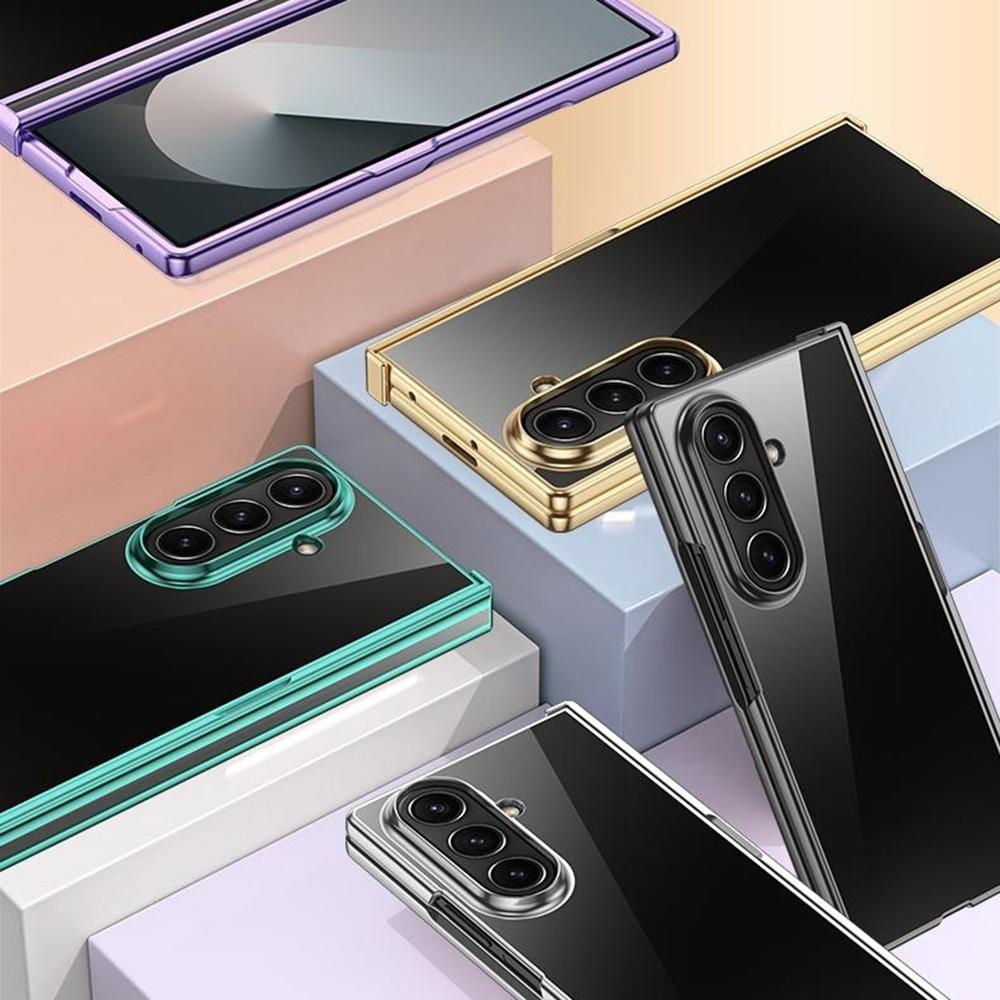 For Samsung Galaxy Z Fold7 5G Case Hinge Design Electroplating PC Clear Phone Cover