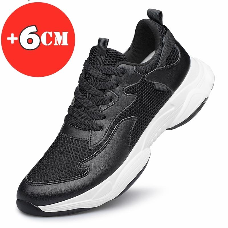 Fashion Men Height Increase Shoes Men Fashion Sneakers Elevator Shoes Casual Comfortable White Black Sport Shoes Insole 6CM Taller Shoes