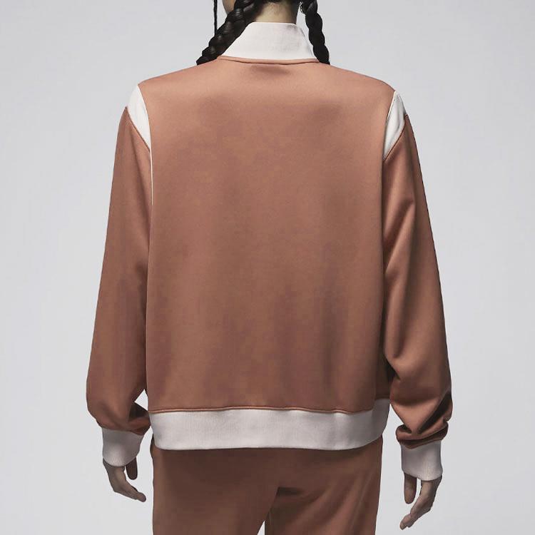Jordan Embroidered Patchwork Zip-Up Stand Collar Sweatshirt Women Tops Orange FB5135-810